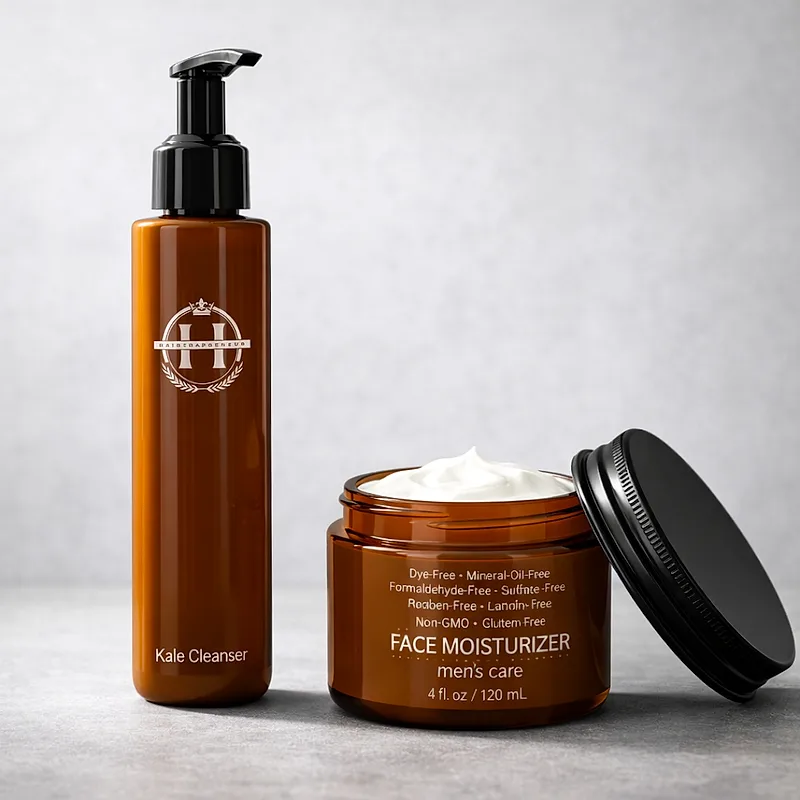 Men's daily skin reset bundle with kale cleanser and face moisturizer